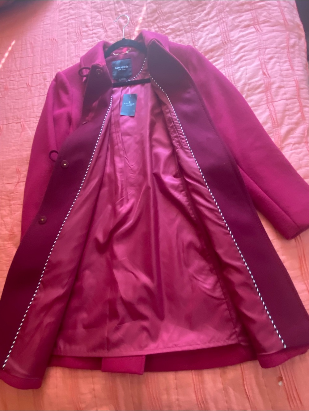 Women’s Kate Spade Magenta Pea Coat - Picture 2 of 7